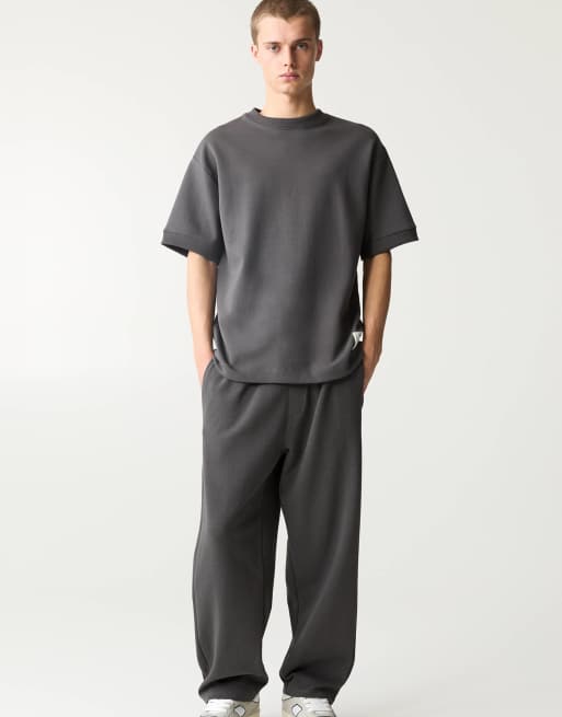 Pull&Bear interlock sweatpants in gray