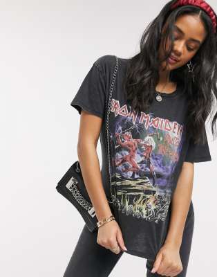 Pull Bear Iron Maiden t shirt in black