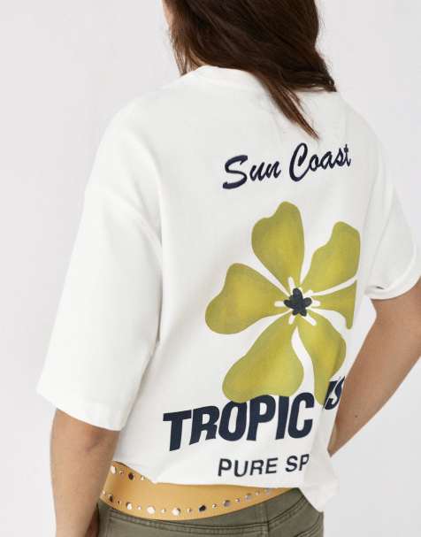 Pull&Bear - Ishvid T-shirt med 'Tropic Mist'-print - view 1
