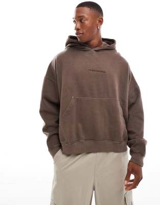 it's faith printed hoodie in washed brown