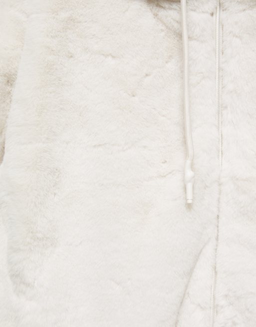 Pull&Bear jack met capuchon van faux-fur in gebroken wit, 6 van 7