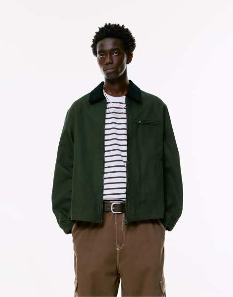 Pull&Bear - Jack met kraag van corduroy in groen - view 1