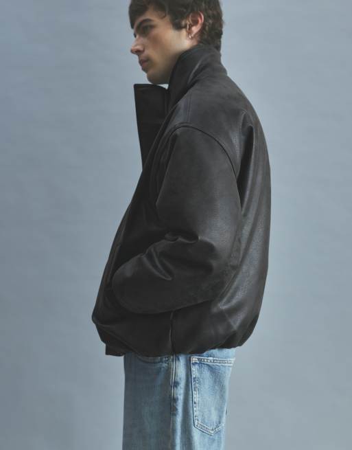 Pull&Bear - Jack met leereffect in zwart, 5 van 7