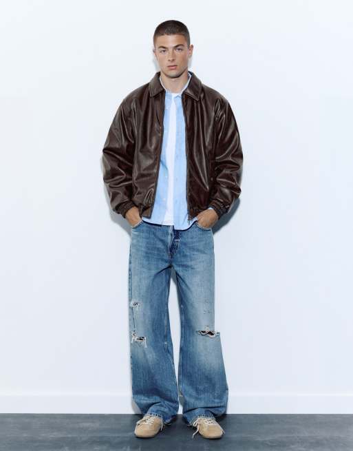Pull&Bear jack met leerlook in bordeauxrood, 4 van 7