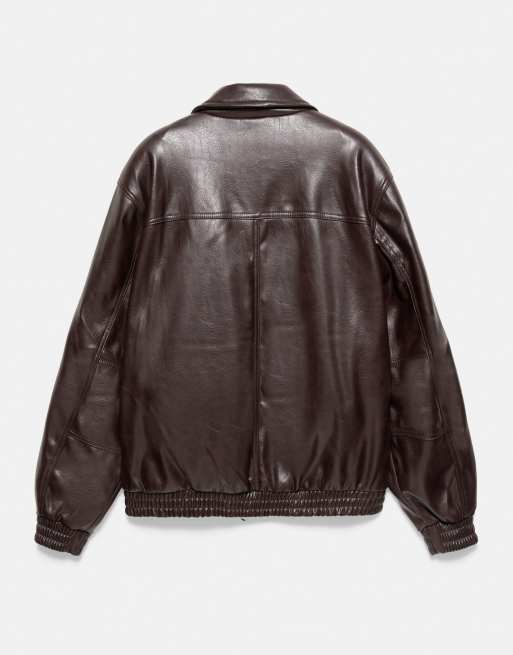 Pull&Bear jack met leerlook in bordeauxrood, 7 van 7