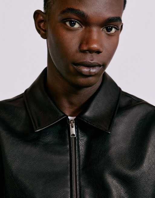 Pull&Bear jack met leerlook in zwart, 3 van 7