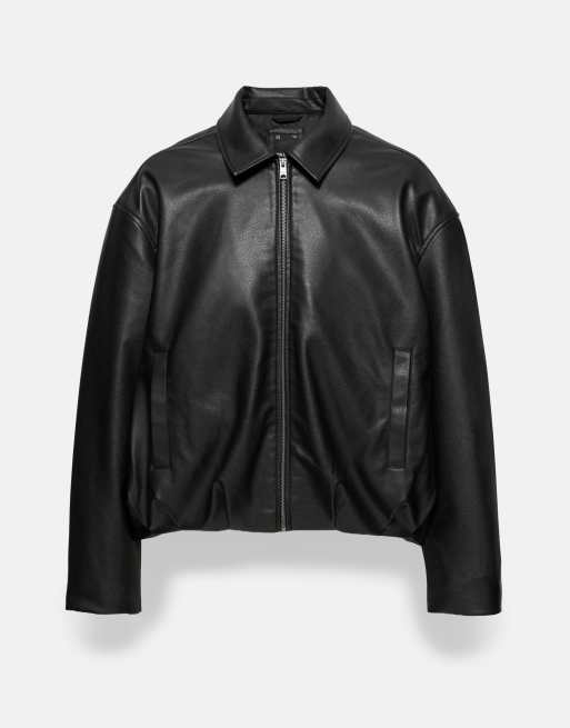 Pull&Bear jack met leerlook in zwart, 6 van 7