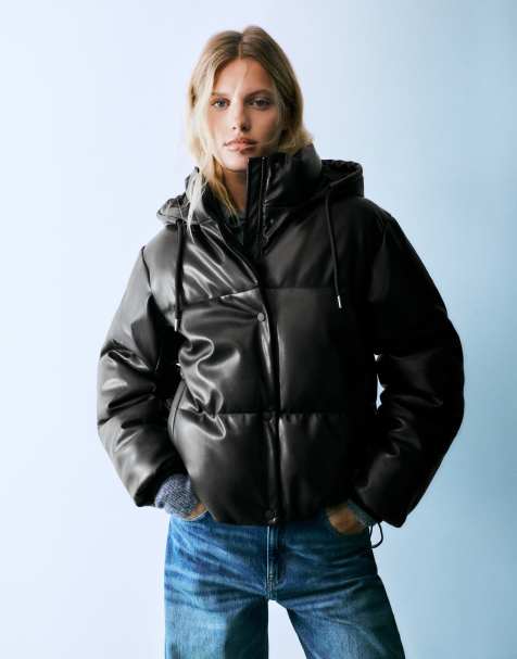Pull&Bear jack met leerlook in zwart - view 1