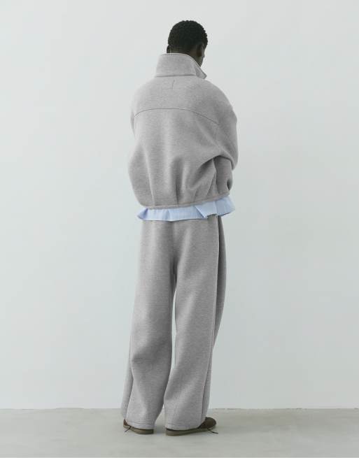 Pull&Bear jack met neopreenlook en rits in gemêleerd grijs, 2 van 7