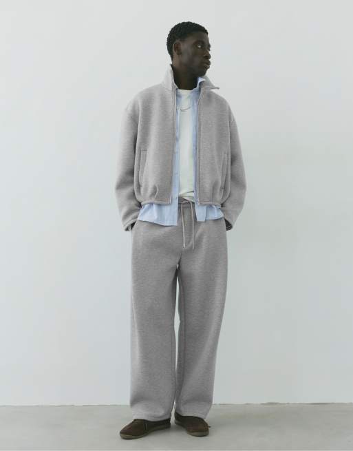Pull&Bear jack met neopreenlook en rits in gemêleerd grijs, 4 van 7