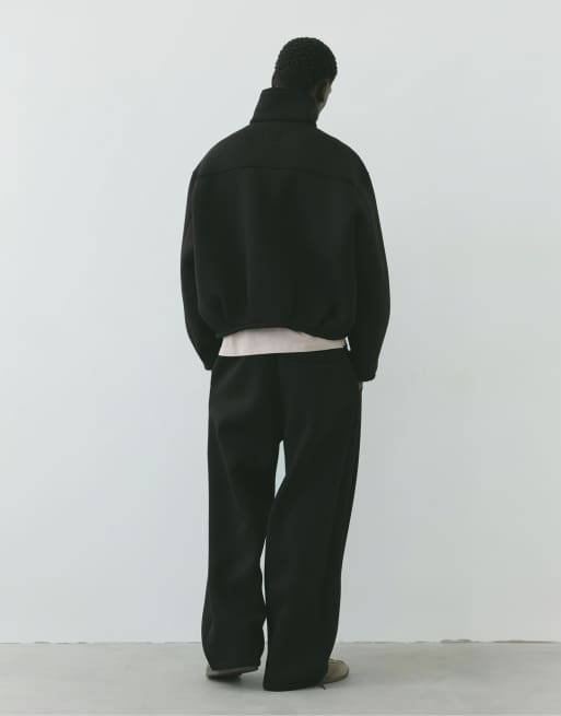 Pull&Bear jack met neopreenlook en rits in zwart, 2 van 7