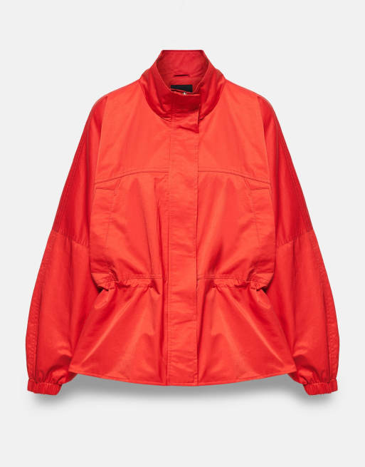 Pull&Bear jack met trekkoord in rood, 6 van 7