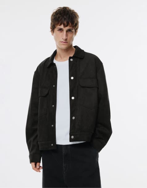 Pull&Bear - Jack van imitatiesuède in zwart - view 1
