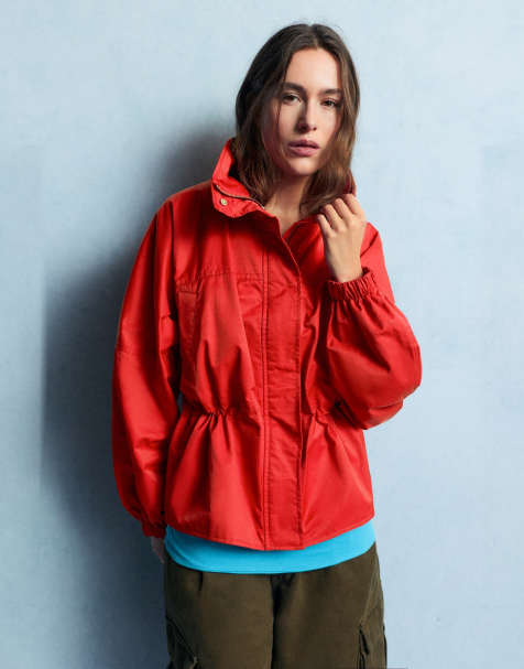 Pull&Bear jacka med dragsko i midjan i rött - view 1