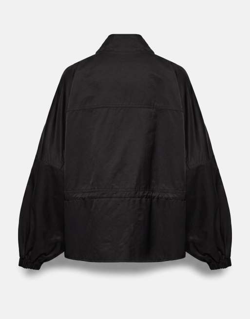 Pull&Bear jacka med dragsko i midjan i svart, 7 av 7