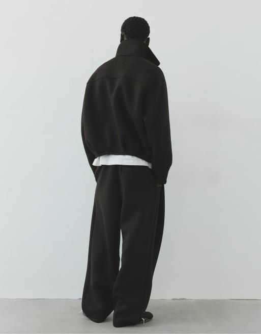 Pull&Bear jacka med neoprenliknande effekt och dragkedja i brun, 2 av 7