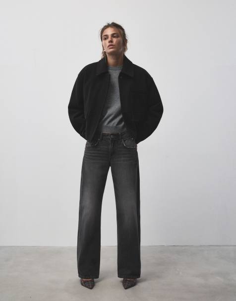 Pull&Bear Jacke aus Filz in Schwarz - view 1