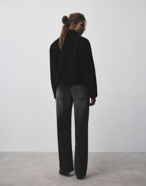 Pull&Bear Jacke aus Filz in Schwarz, 3 von 7