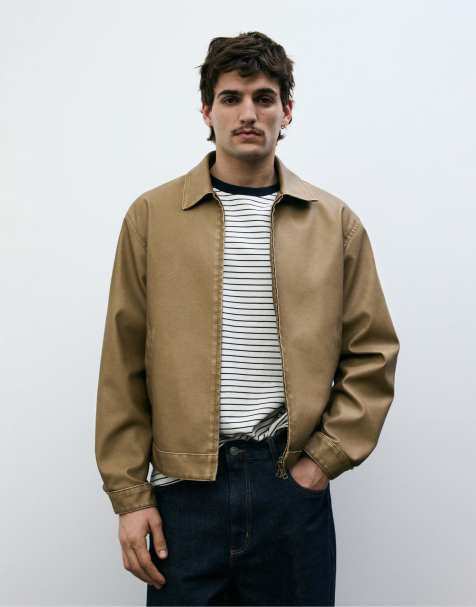 Pull&Bear – Jacke aus Kunstleder in verwaschenem Braun - view 1