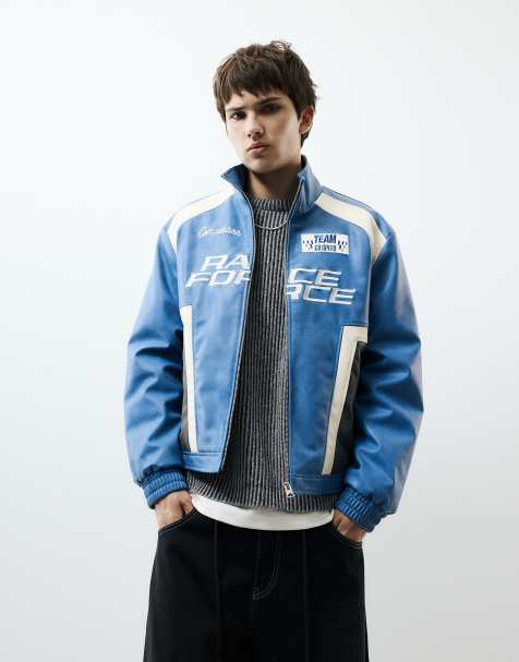 Pull&Bear Jacke in Blau in Lederoptik - view 1