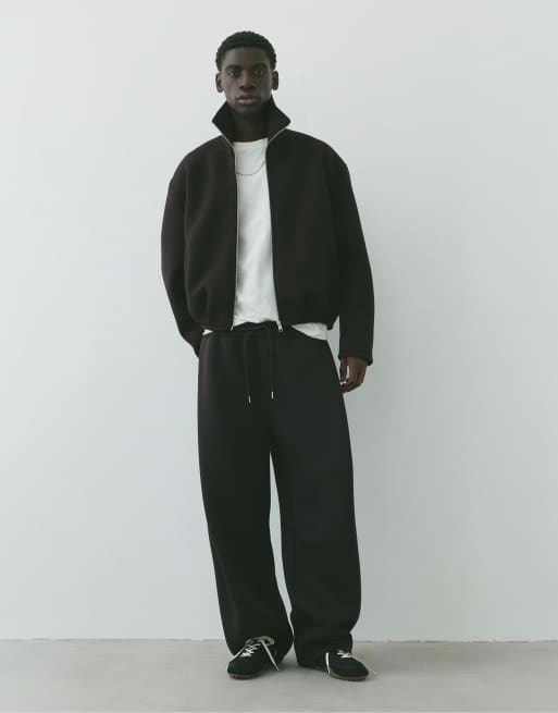 Pull&Bear Jacke in Braun mit Neoprenoptik und Reißverschluss, 4 von 7