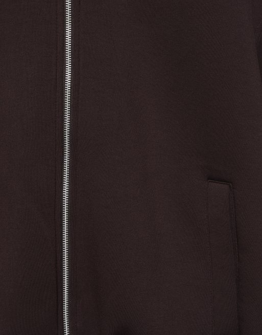 Pull&Bear Jacke in Braun mit Neoprenoptik und Reißverschluss, 7 von 7