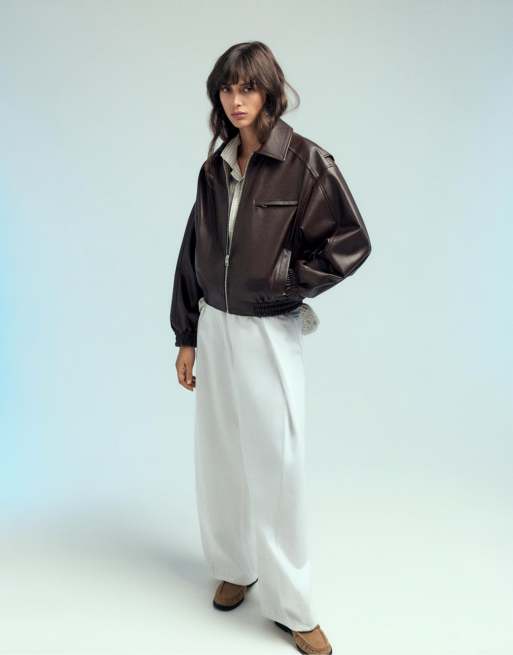 Pull&Bear Jacke in Lederoptik in Braun, 3 von 7