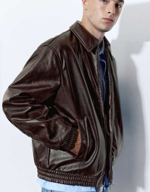 Pull&Bear Jacke in Lederoptik in Burgunderrot, 3 von 7