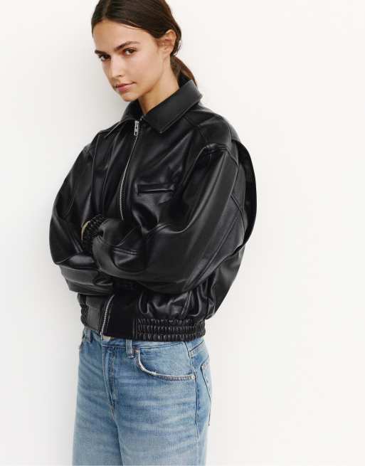 Pull&Bear Jacke in Lederoptik in Schwarz, 3 von 7