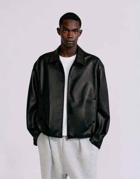 Pull&Bear Jacke in Lederoptik in Schwarz - view 1