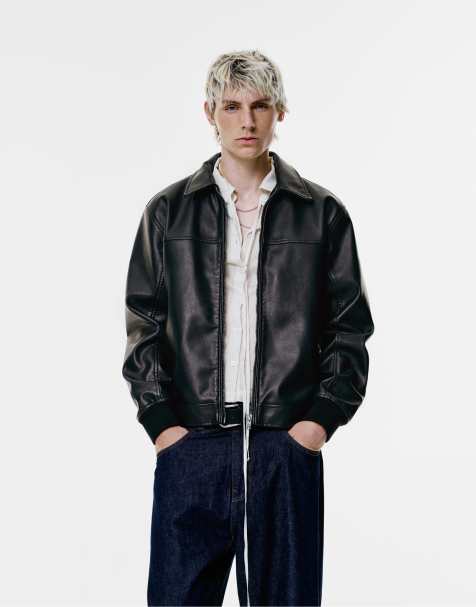 Pull&Bear – Jacke in schwarzer Lederoptik - view 1