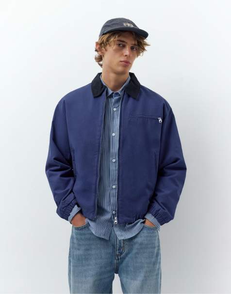 Pull&Bear – Jacke in Tiefblau mit kontrastierendem Kragen - view 1