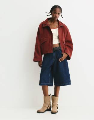 Pull & Bear - Jacke in verblasstem Rosa mit aufgesetzten Taschen