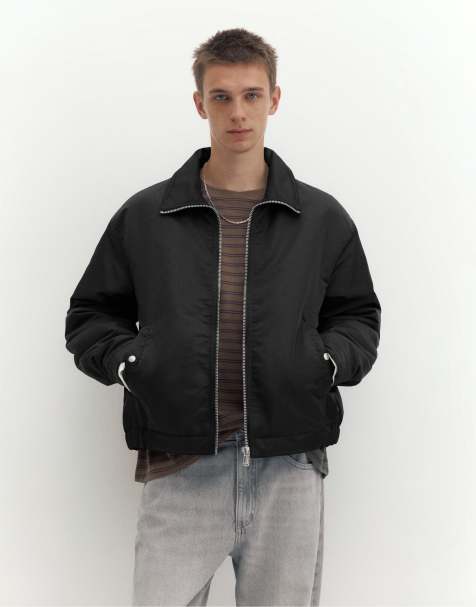 Pull&Bear Jacke mit Hemdkragen in Schwarz - view 1