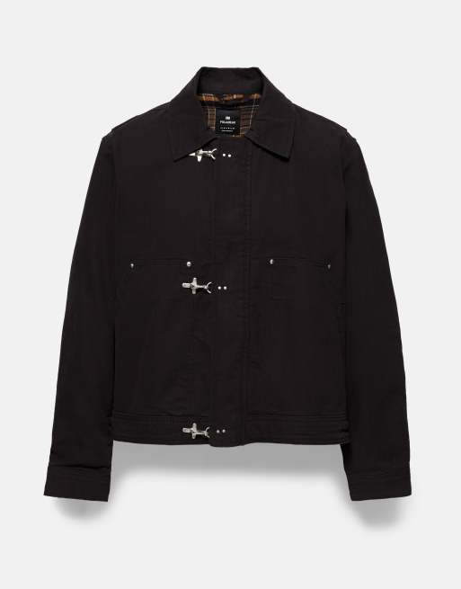 Pull&Bear Jacke mit Knebelverschluss in Schwarz, 6 von 7