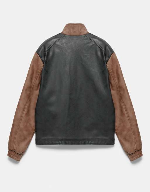 Pull&Bear Jacke mit Lederoptik-Einsätzen in Braun, 7 von 7