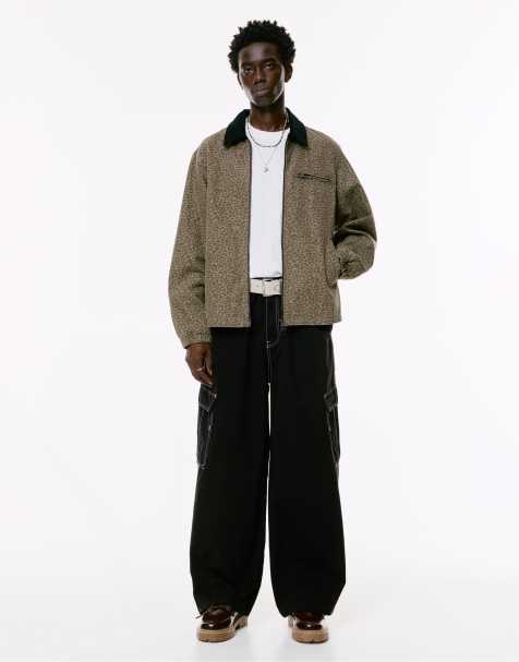 Pull&Bear Jacket with corduroy collar in leopard - view 1
