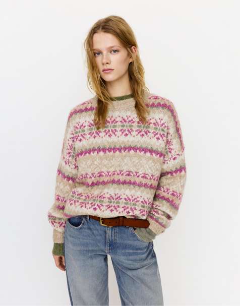 Pull&Bear Jacquard jumper in pink