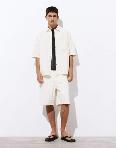 Pull&Bear jacquard set in beige - view 1