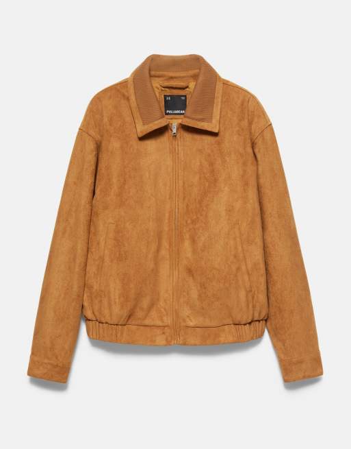 Pull&Bear jakke i imiteret ruskind i karamel, 6 af 7
