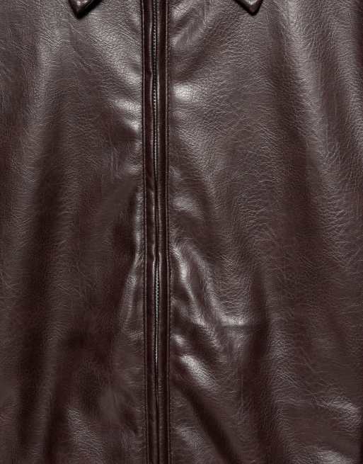 Pull&Bear jakke i læderlook i bordeaux, 6 af 7