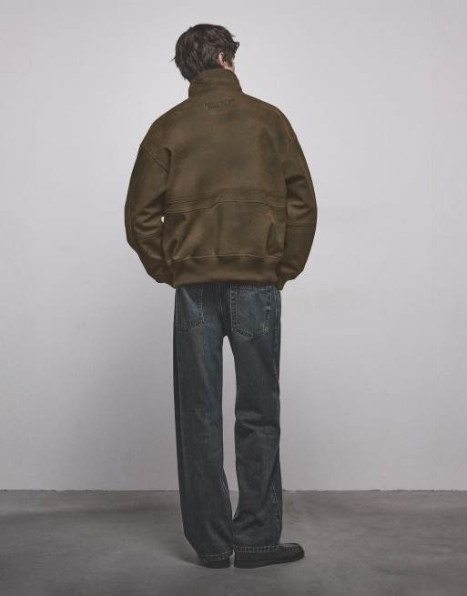 Pull&Bear Jakke i læderlook med vasket effekt i brun, 2 af 7