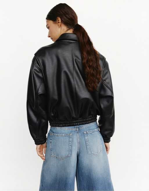 Pull&Bear jakke med læderlook i sort, 5 af 7
