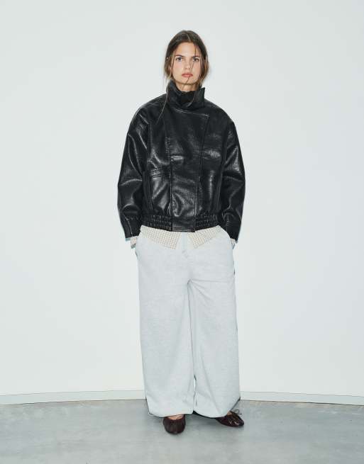 Pull&Bear jakke med læderlook i sort, 4 af 5