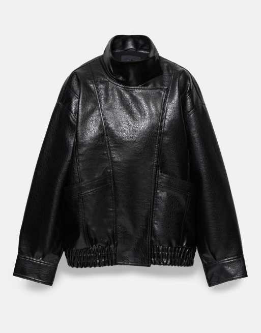 Pull&Bear jakke med læderlook i sort, 5 af 5