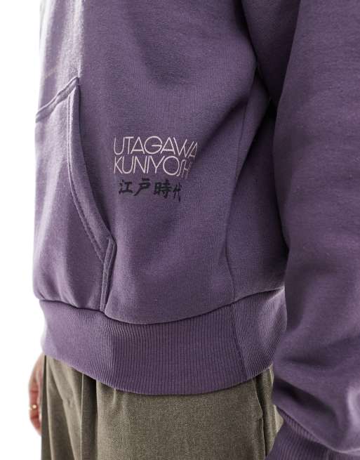 GLUDEAR Men's Polynesian Tribal Zip Hoodie - Dark Purple Stripe, Oversized Fit, Unisex Casual Sweatshirt - View #2