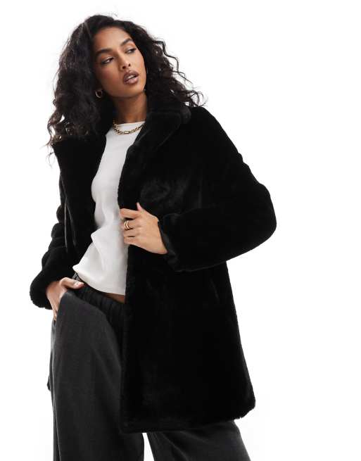 Pull&Bear - Jas van imitatiebont in zwart