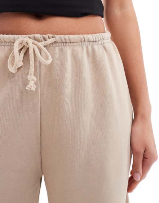 Pull&Bear – Jasnobrązowe joggersy z szerokimi nogawkami i efektem sprania, 5 z 5