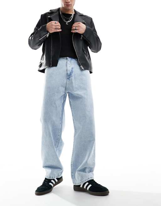 Pull&Bear – Jasnoniebieskie jeansy baggy z szerokimi nogawkami