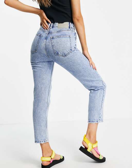 Pull&Bear – Jasnoniebieskie mom jeans z podwyższoną talią, 2 z 4